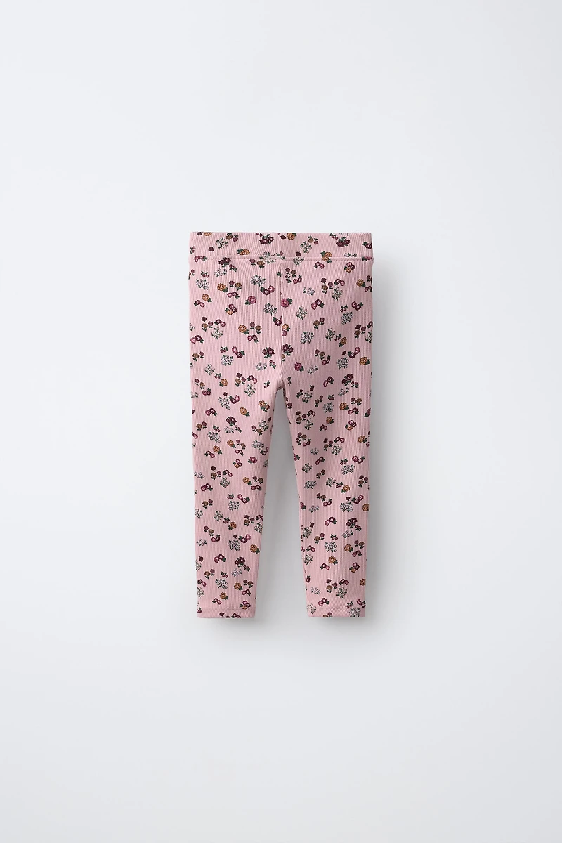 LEGGING CÔTELÉ IMPRIMÉ À FLEURS