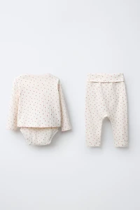 ENSEMBLE VESTE, BODY ET LEGGING À IMPRIMÉ CŒURS