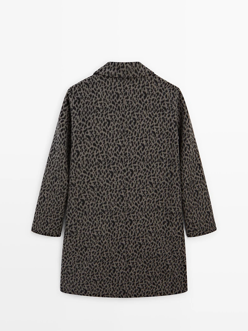 Manteau laine à imprimé animal