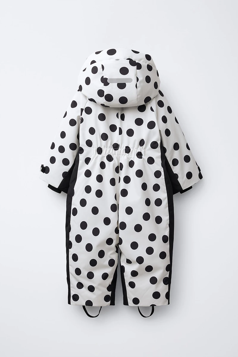 WATER RESISTANT AND WINDPROOF POLKA DOT JUMPSUIT