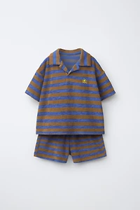STRIPED TERRYCLOTH POLO AND BERMUDA SET