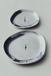 SILVER ALUMINUM TEALIGHT HOLDER