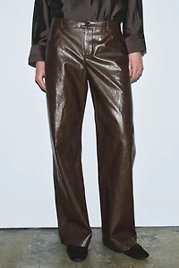 ZW COLLECTION FAUX LEATHER STRAIGHT LEG PANTS