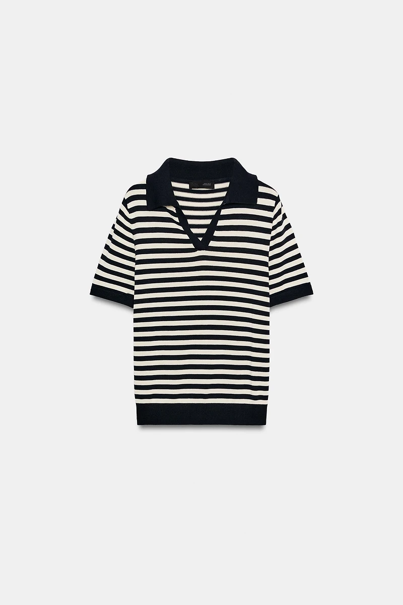 STRIPED SHORT SLEEVE KNIT POLO