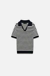 STRIPED SHORT SLEEVE KNIT POLO