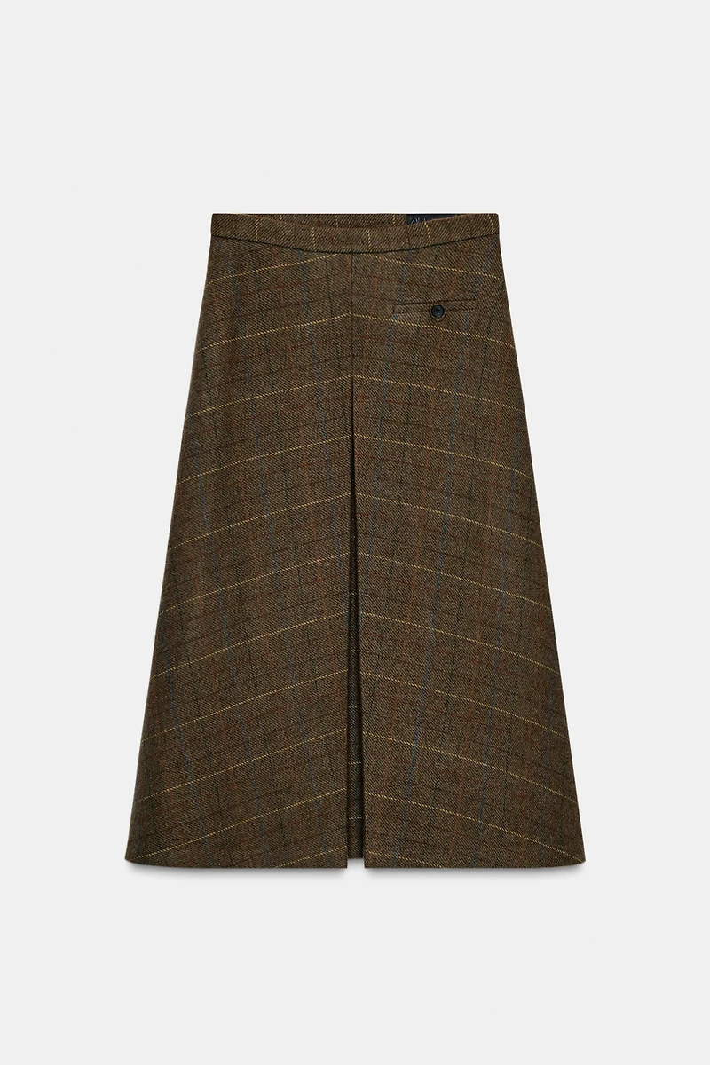 PLAID WOOL SKIRT ZW COLLECTION