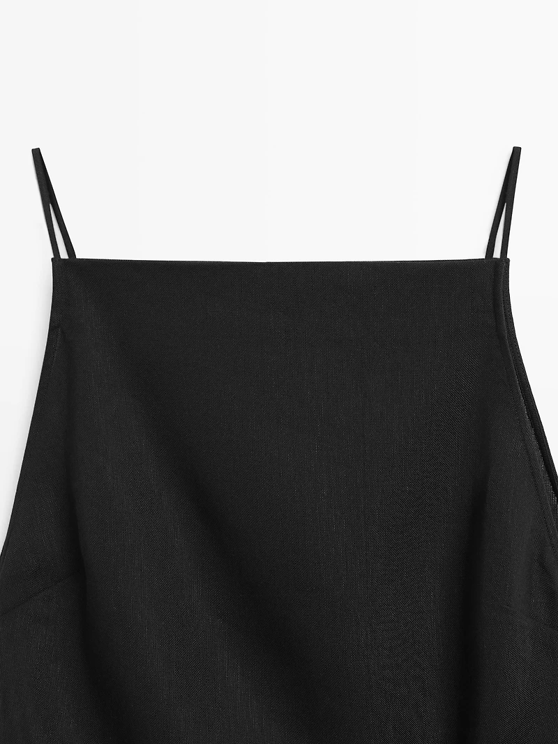 Robe midi plissée en lin