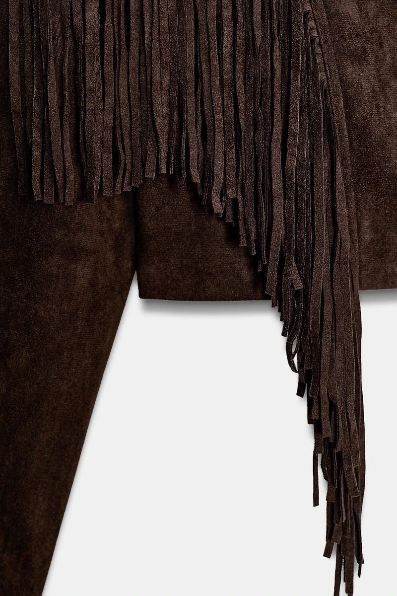 FAUX SUEDE FRINGED JACKET