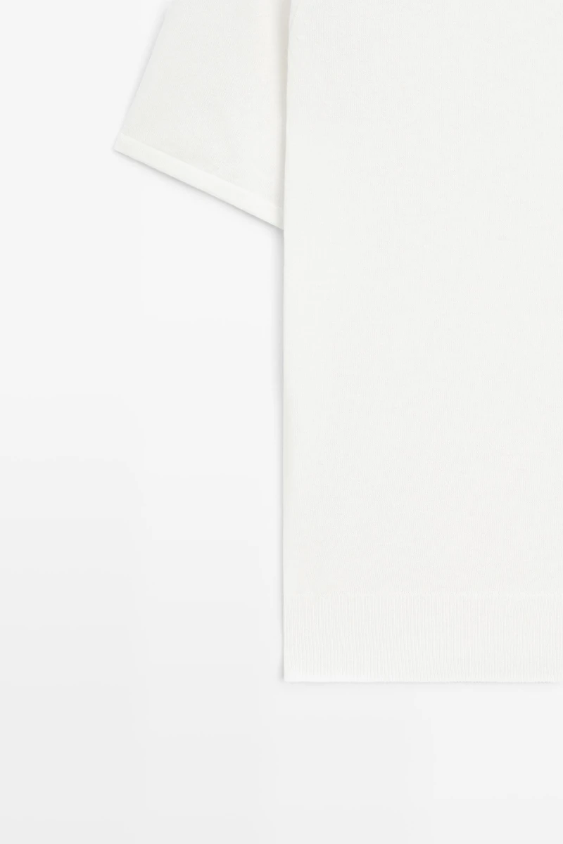 Cotton blend knit short-sleeve sweater