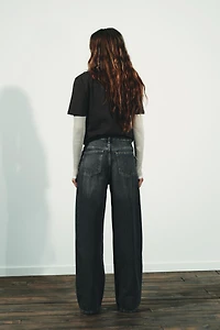 TRF HIGH WAIST CROSSOVER WIDE LEG JEANS