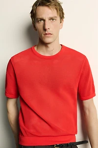 OPEN-KNIT TEXTURED T-SHIRT