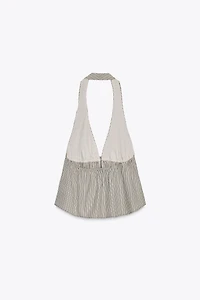 TOP EN POPELINE HALTER RAYÉ