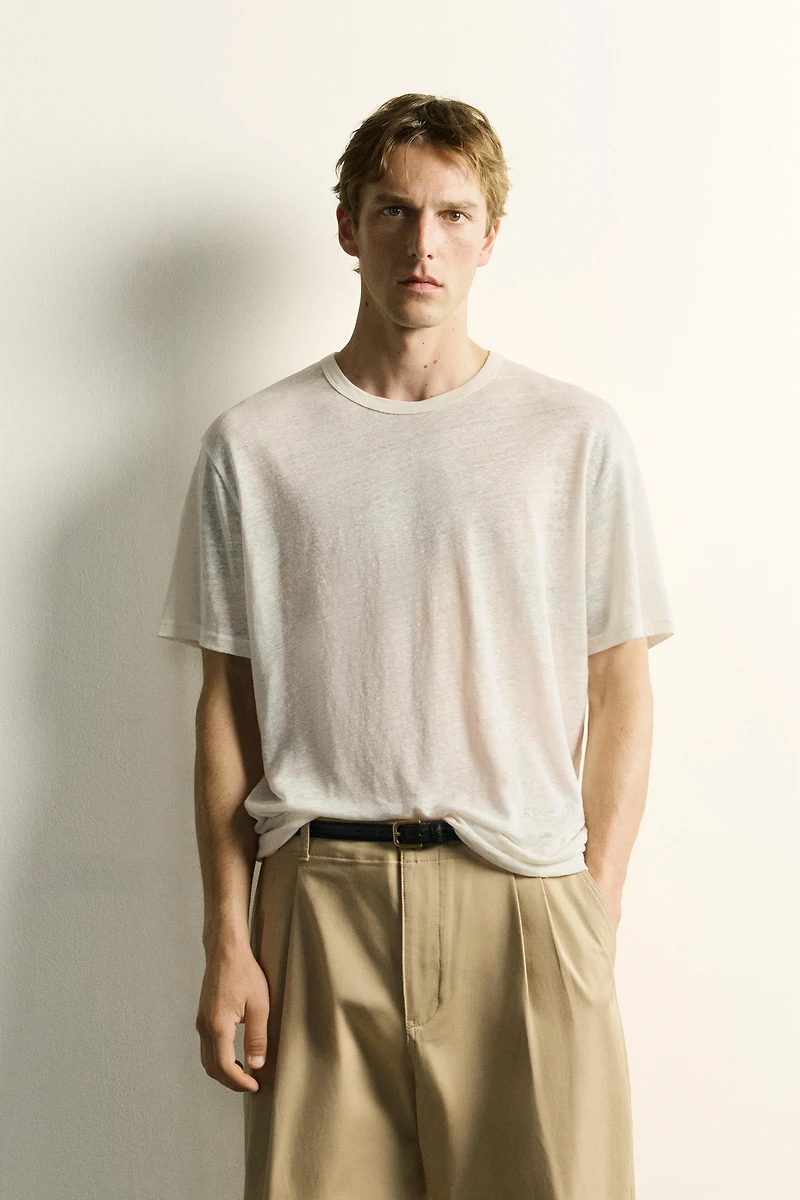 RELAXED FIT 100% LINEN T-SHIRT