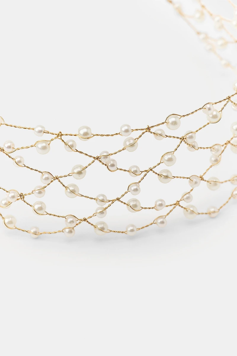 METALLIC MINI PEARL CHOKER