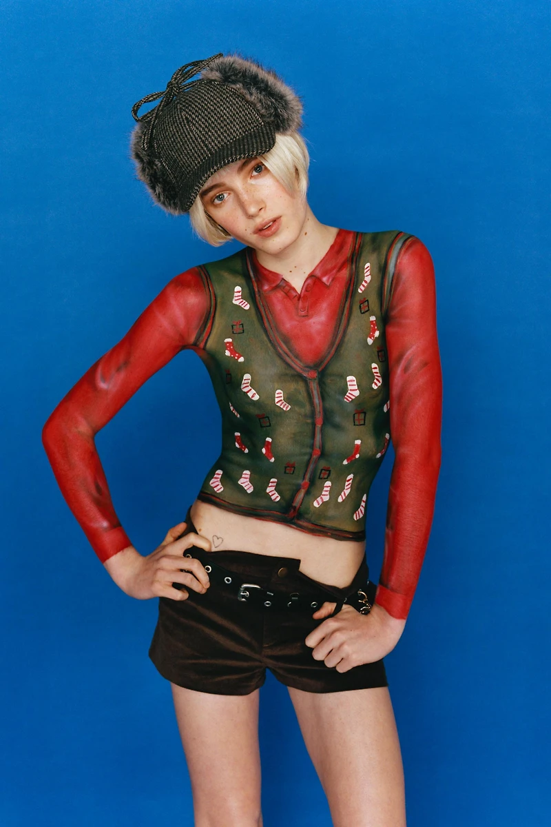 GILET EN MAILLE AVEC BRODERIES DE NOËL