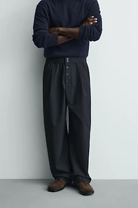 RELAXED FIT PINSTRIPE PANTS