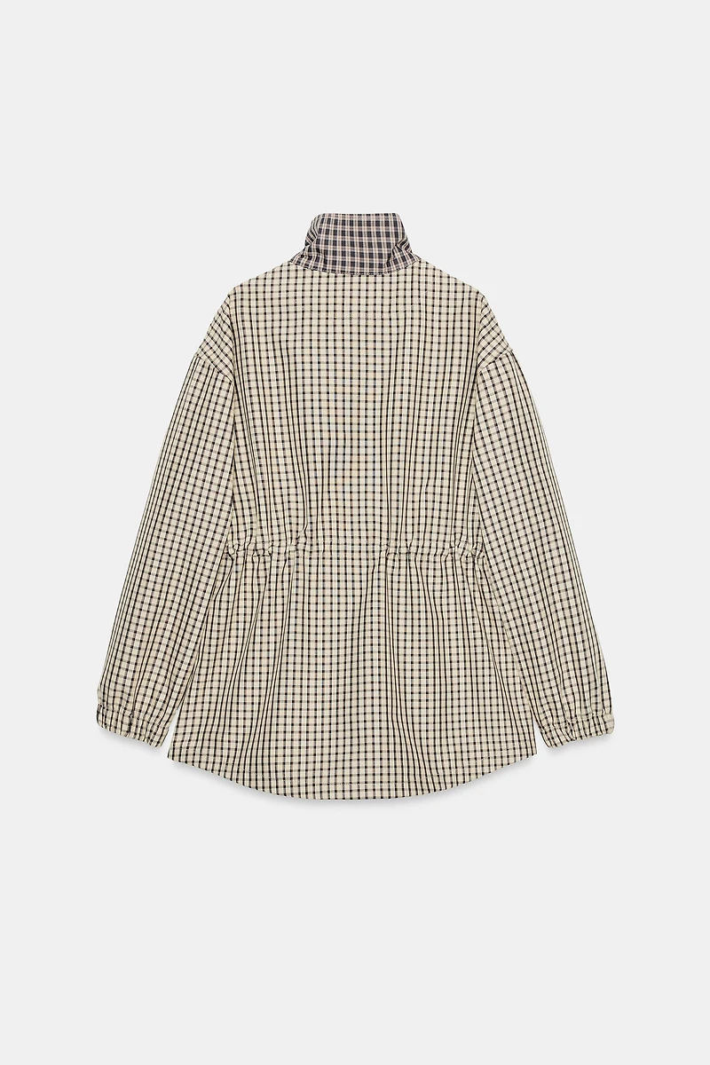 PLAID HIGH-NECK JACKET