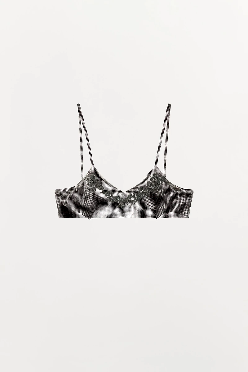 BEADED MESH FLOWER TOP