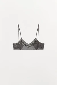 BEADED MESH FLOWER TOP