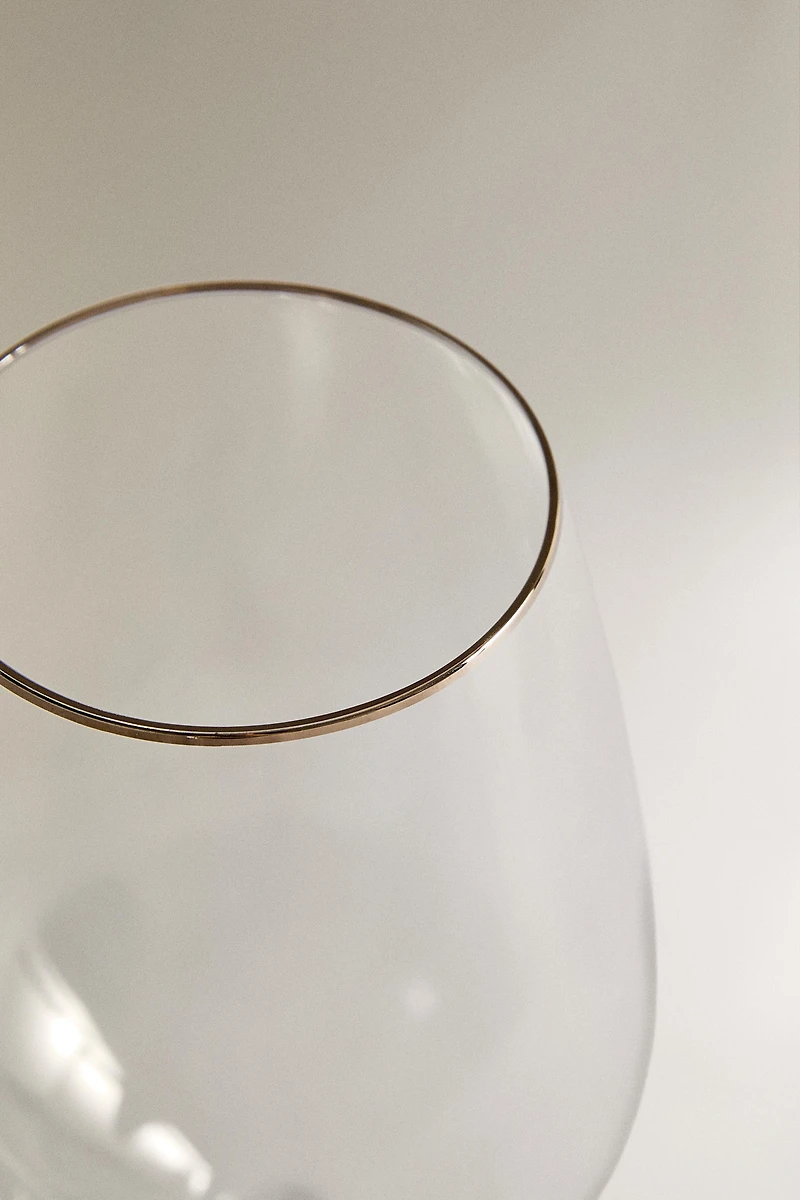 CRYSTALLINE GLASS WITH GOLD RIM