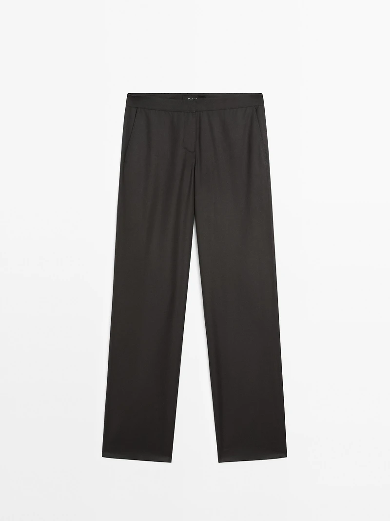Flowing low-rise straight-leg trousers