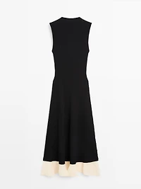 Pleated midi dress with ruffles