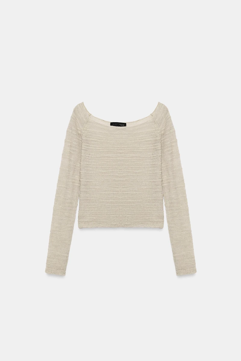 OFF-SHOULDER KNIT TOP