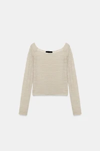 OFF-SHOULDER KNIT TOP