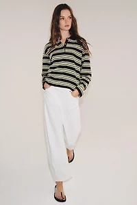 STRIPED LONG SLEEVE POLO