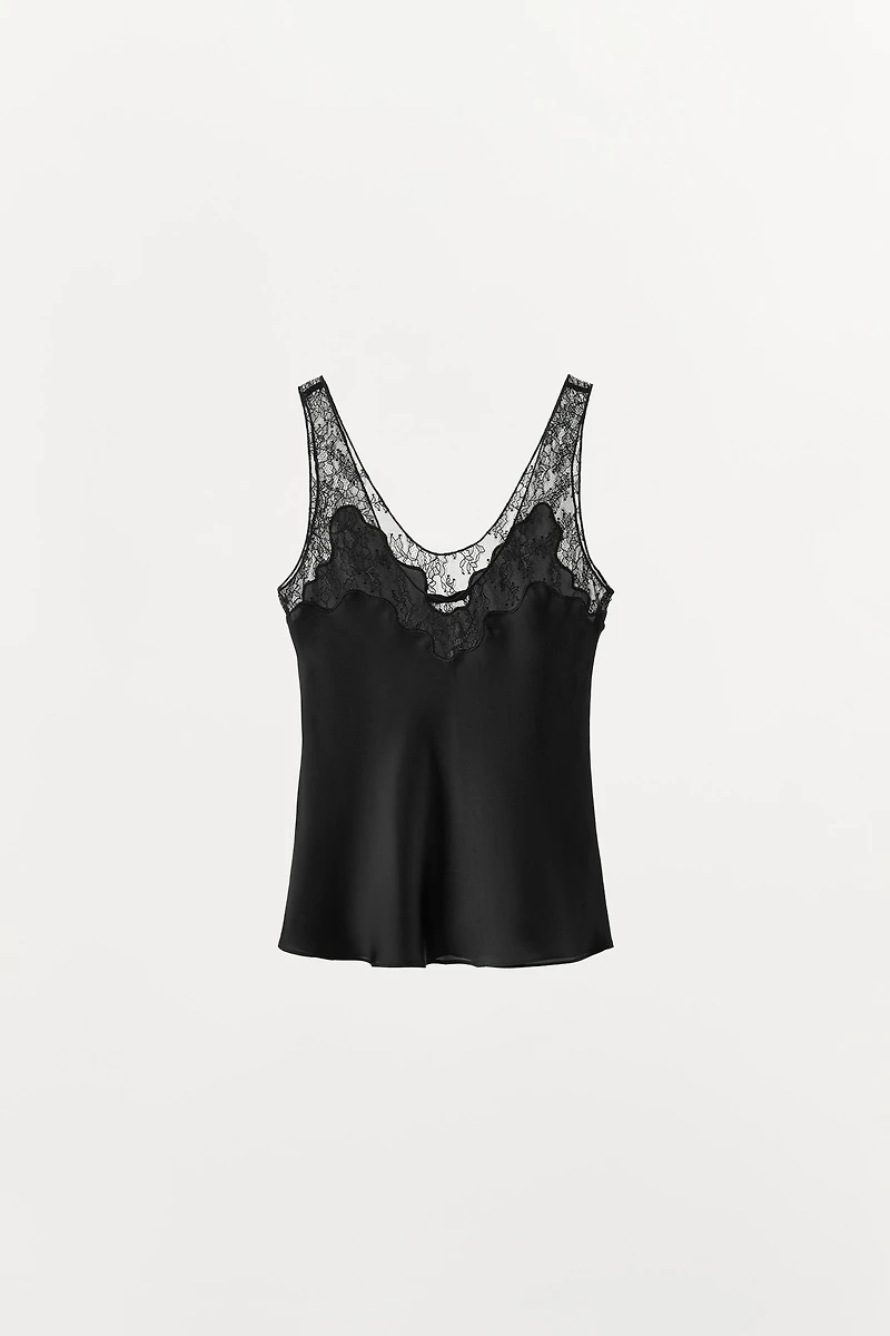 SATIN LACE CAMISOLE TOP