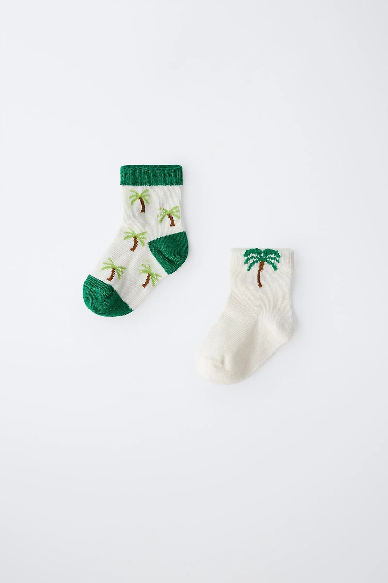 TWO-PACK OF PALM TREE SHORT SOCKS