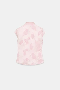 BUTTONED JACQUARD SATIN EFFECT TOP