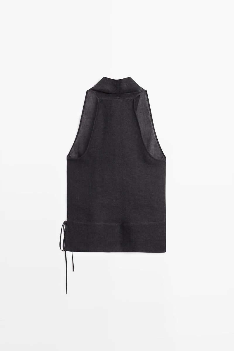 100% linen surplice halter top