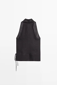 100% linen surplice halter top