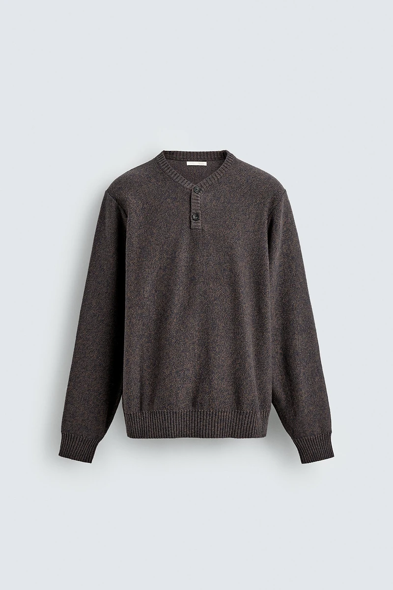 BUTTON-NECK SWEATER