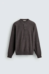 BUTTON-NECK SWEATER