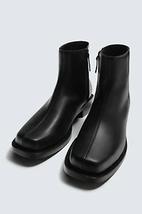 TOPSTITCHED MID-CALF BOOTS
