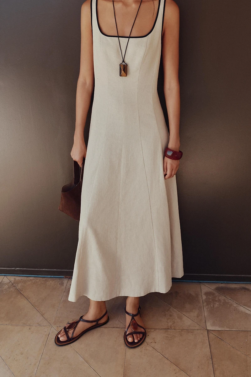 CONTRAST TRIM MIDI DRESS