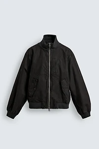 CRINKLE EFFECT BOMBER JACKET