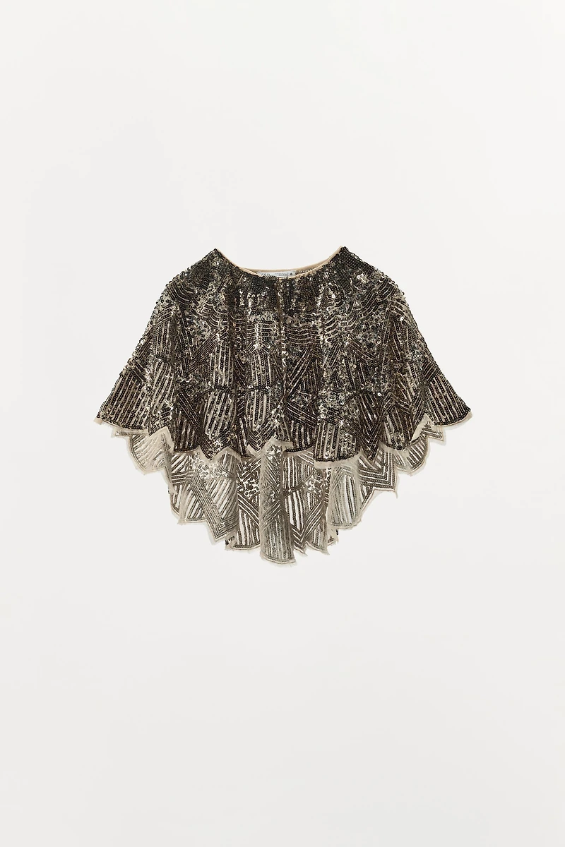 EMBROIDERED SEQUIN CAPE