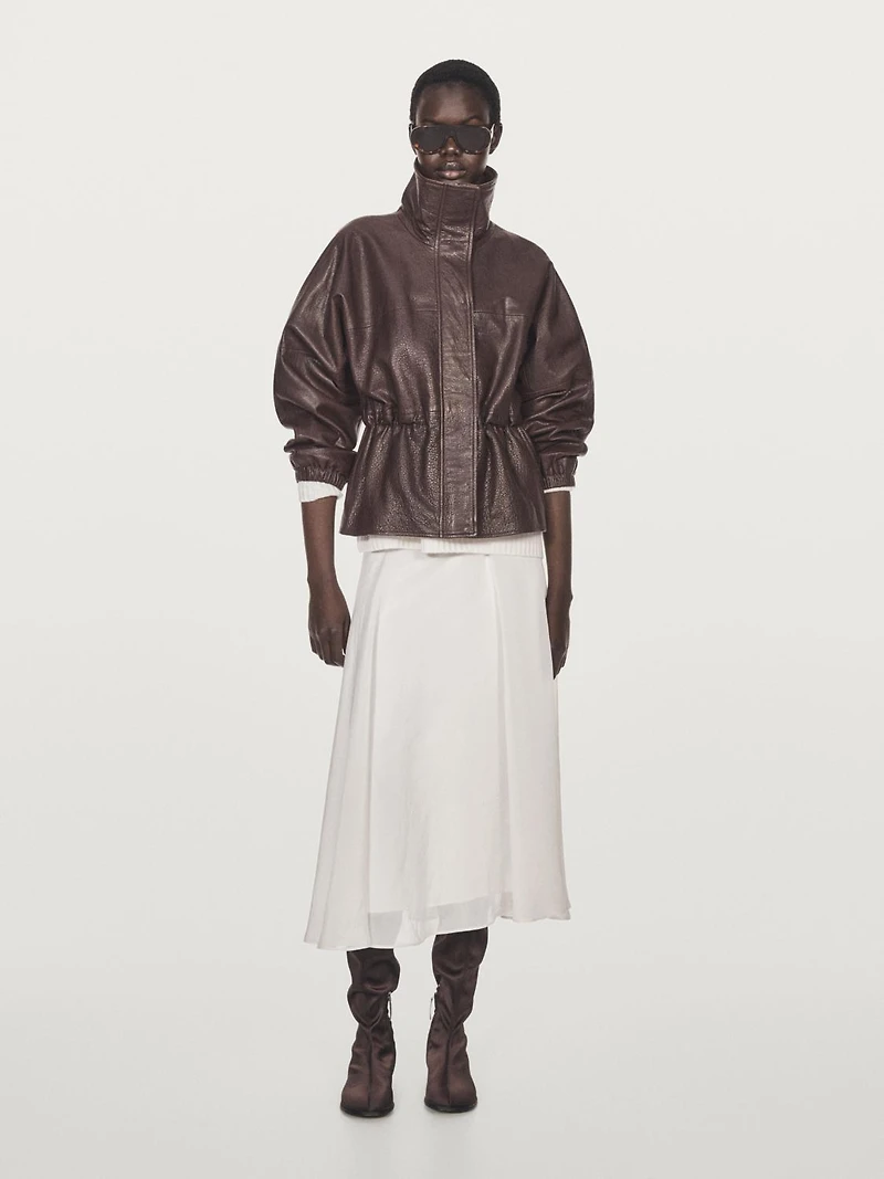 Veste en cuir nappa finition grainée