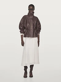 Veste en cuir nappa finition grainée