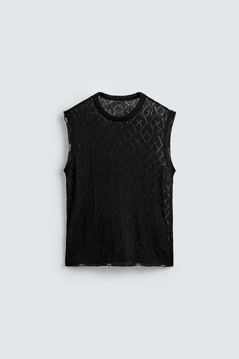 KNIT LACE VEST