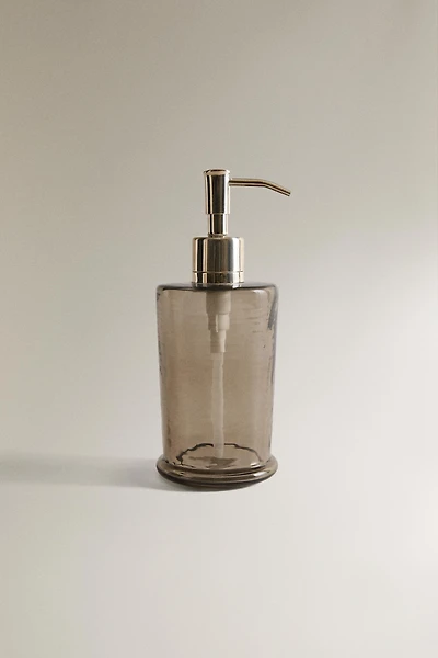 SMOKY TEXTURED GLASS SOAP DISPENSER