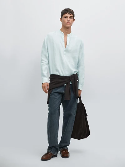 100% linen slim fit shirt