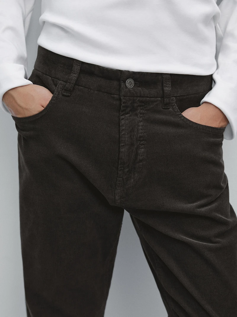 Slim fit corduroy denim trousers