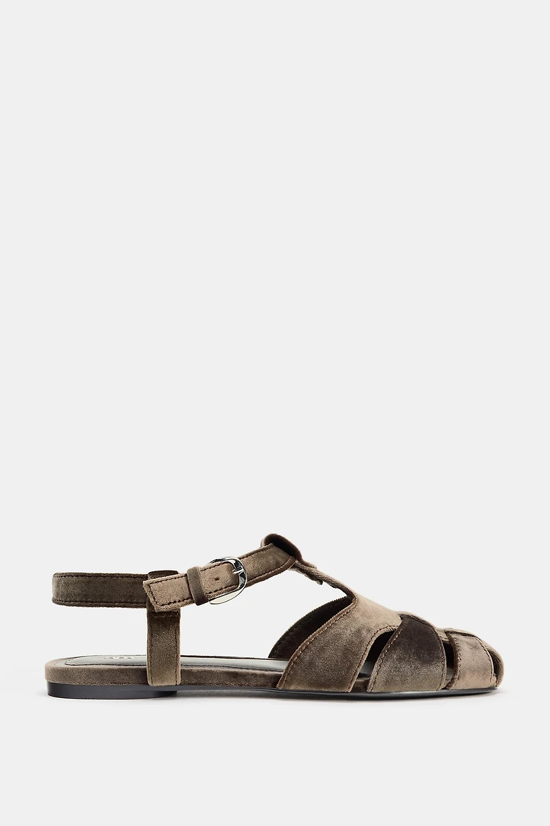 VELVET EFFECT FISHERMAN SANDALS