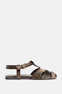 VELVET EFFECT FISHERMAN SANDALS
