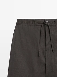 Houndstooth wool blend trousers
