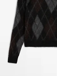 Argyle knit wool and alpaca sweater